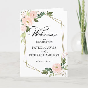 Programa de Cerimônia Floral de Casamento Rosa Blu