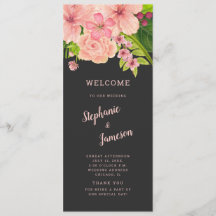 Programa de Cerimônia Floral de Casamento Rosa e P