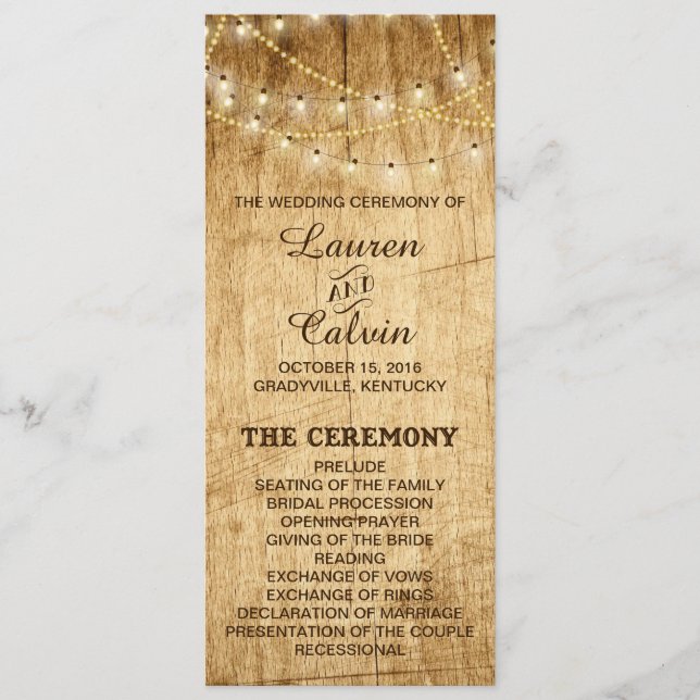 Programa de Cerimônia para o casamento no campo co (Frente)