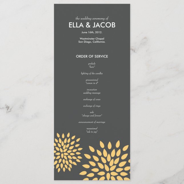 Programa de Cerimônia // Posh Petals // Sunshine (Frente)