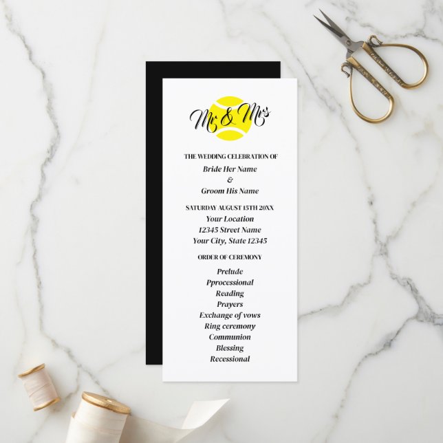 programa de cerimônias de casamento de tênis amant (Frente/Verso In Situ)