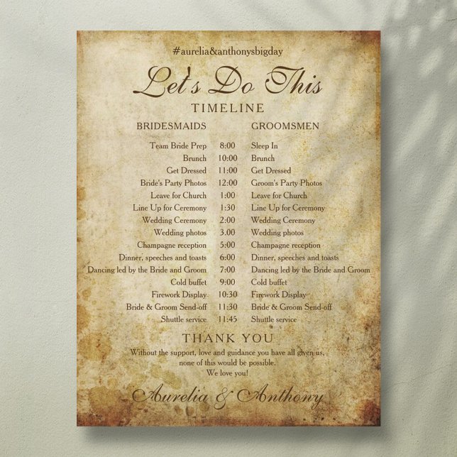 Programa de Cronograma Antiquado de Casamento da V (Criador carregado)