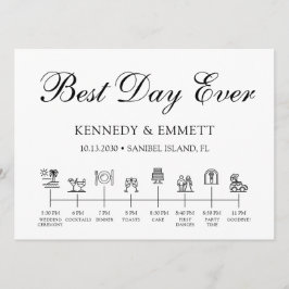 Programa de Cronograma do Dia do Casamento na Prai