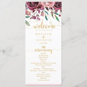 Programa de Dourado Casamento e Stripes de Flores