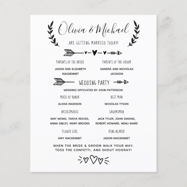 Programa de Eventos do Casamento (Frente)