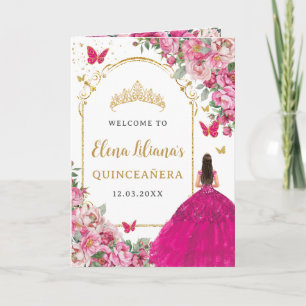 Programa de Eventos Quinceañera Fuchsia Dourado Pa