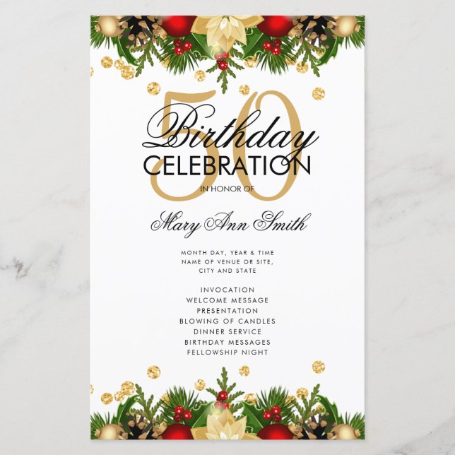 Programa de Festa de aniversário 50 Feriados Doura (Frente)