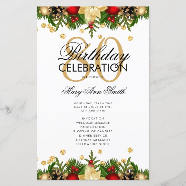 Programa de Festa de aniversário de 80 de Férias D (Frente)