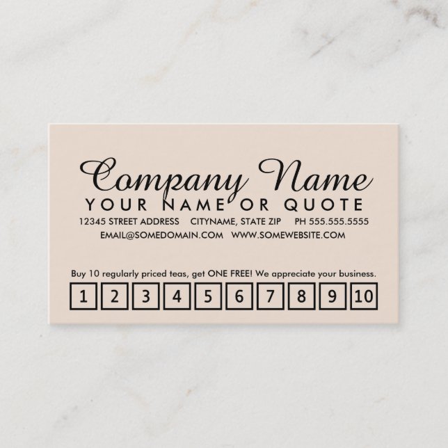 programa de fidelidade da casa de chá (Frente)