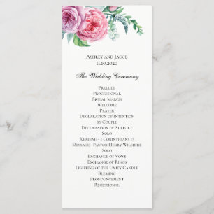 Programa de flores boho. Cerimônia de casamento bo