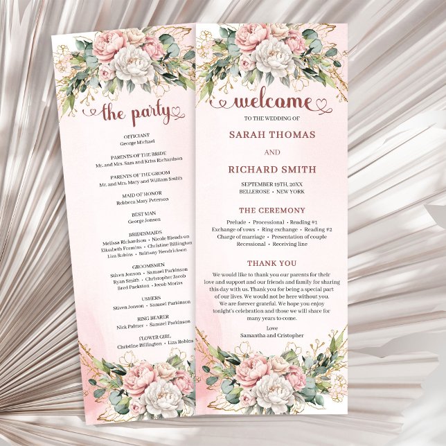 Programa de Flores de Ouro Rosa Feminino Eucalipto (Feminine Rose Gold Flowers Eucalyptus Program)
