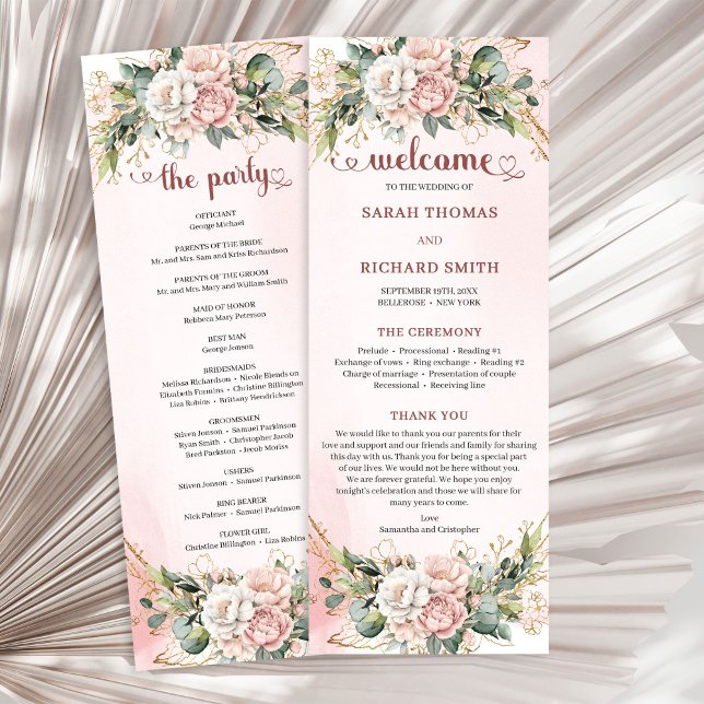 Programa de Flores e Folhagens em Dourado Rosado A (Timeless Rose Gold Flowers and Greenery Program)