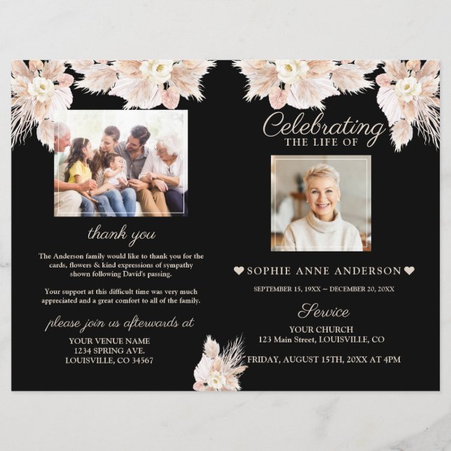 Programa de Foto do Serviço Funeral de Flores Bran (Frente)