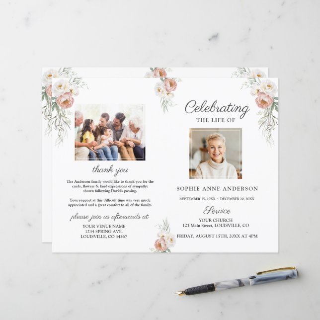 Programa de Fotos de Serviço Floral Rosa Poeirento (Frente/Verso In Situ)