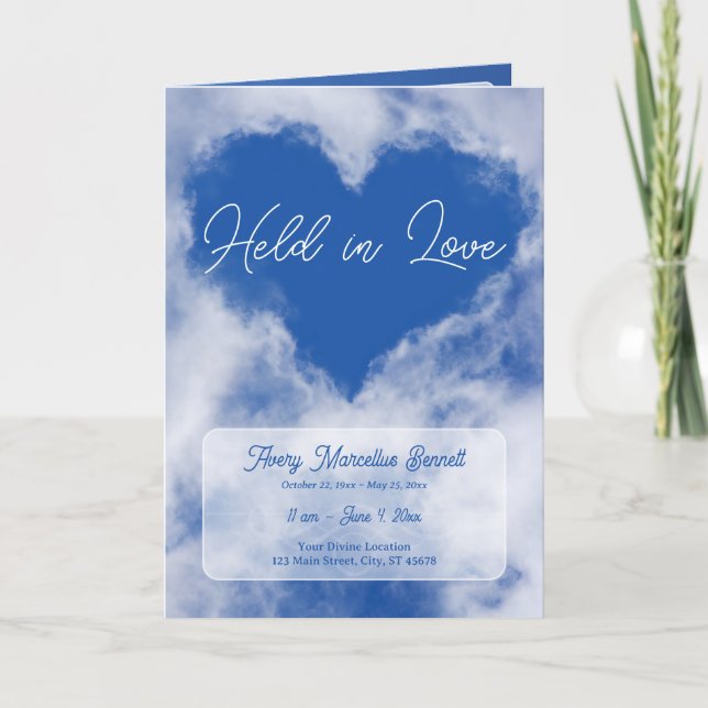 Programa de Funeral BiFold Nuvem do Amor no Coraçã (Frente)