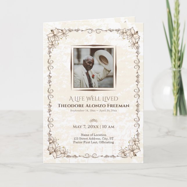Programa de Funeral Bifold Vintage Salmo 23 (Frente)
