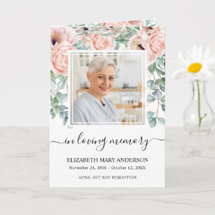 Programa de Funeral com Memória Floral Rosa