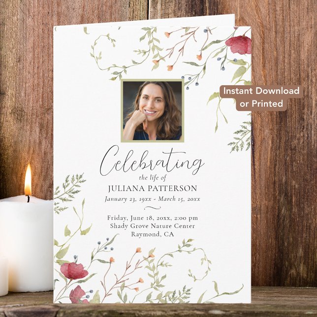 Programa de Funeral Digital Wildflower Botanicals (Criador carregado)