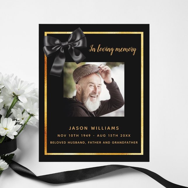 Programa de funeral do arco de foto em ouro preto (Criador carregado)
