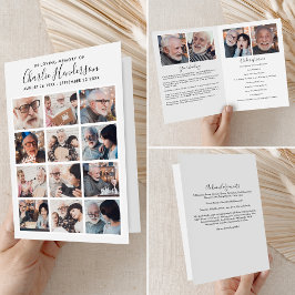 Programa de Funeral Dobrado Moderno de 16 Fotos