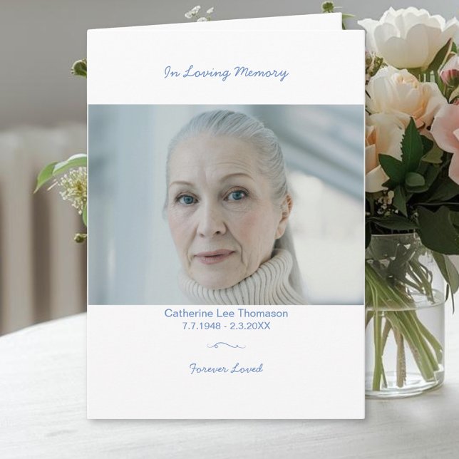 Programa de Funeral Elegante Em Memória Carinhosa (Modern Elegant Funeral Program With Photo
)