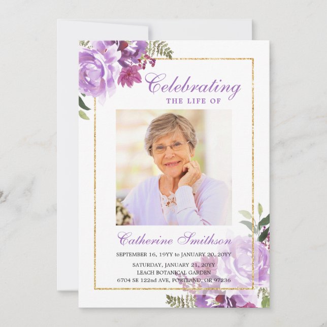 Programa de Funeral Floral Lavanda Elegante para I (Frente)