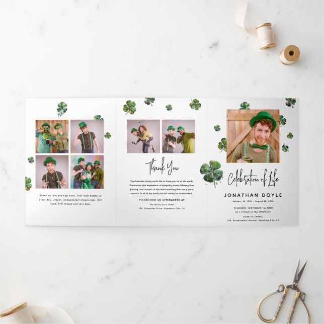 Programa de Funeral Memorial Trevo Shamrock Irland (Fora)