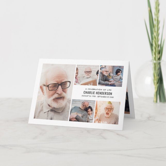 Programa de Funeral Moderno de 7 Fotos Com Biograf (Frente)