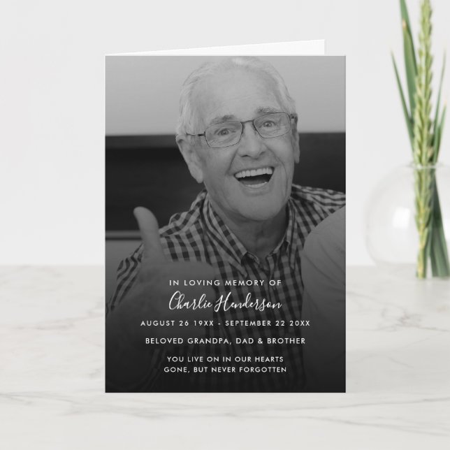 Programa de Funeral Moderno em Preto e Branco de 4 (Frente)