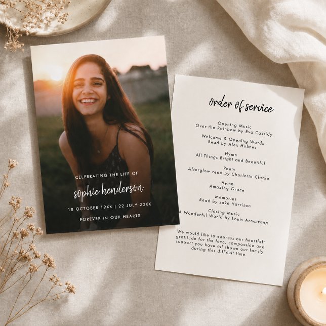 Programa de Funeral | Ordem de Serviço Memorial (Elegant memorial stationery design for a celebration of life or remembrance ceremony.)