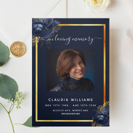 Programa de funerárias azul-floral com foto de our