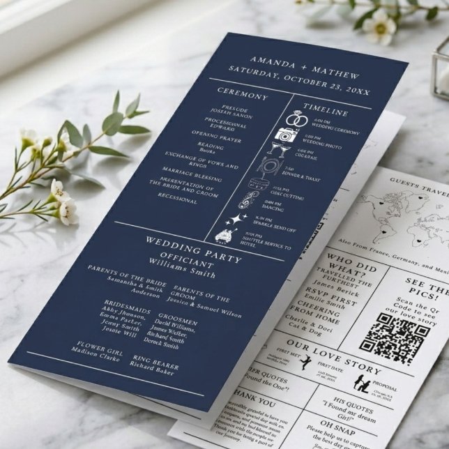 Programa de Infográfico de Casamento Azul Marinho (Criador carregado)