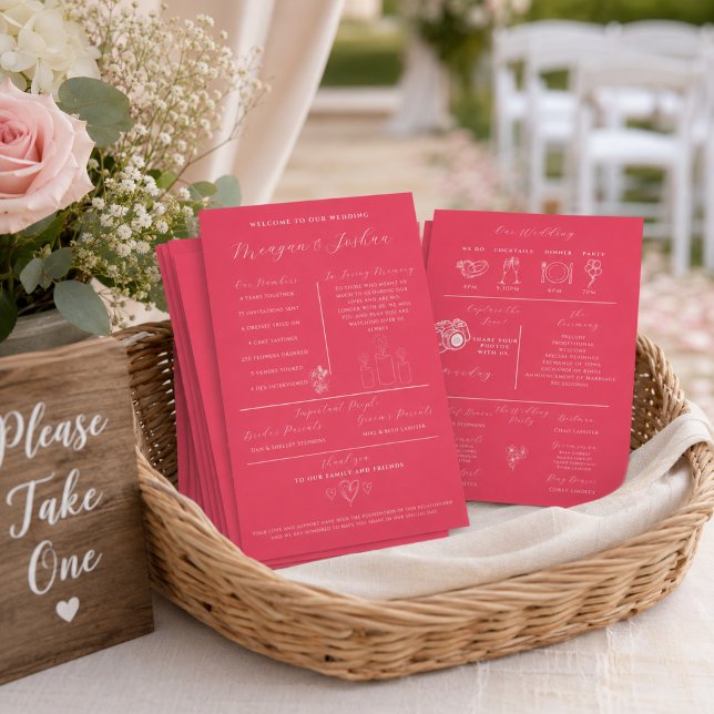 Programa de Infográfico de Casamento Rosa Moderno (Criador carregado)