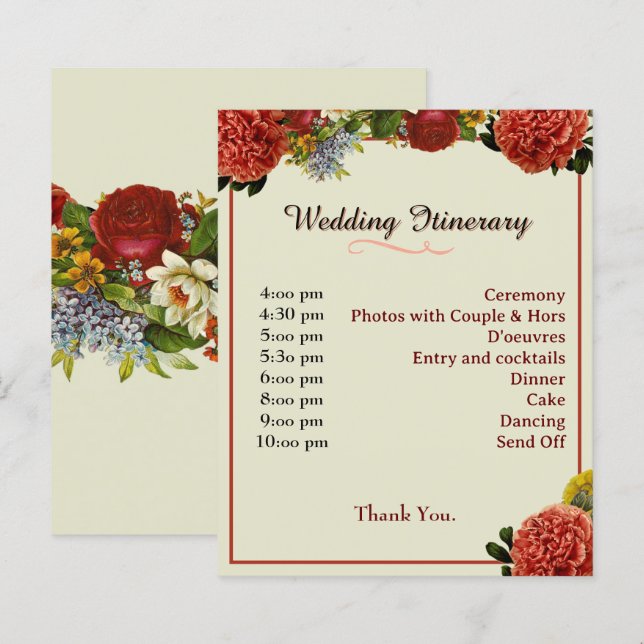 Programa de Itinerário de Casamento de Hydrangea F (Frente/Verso)