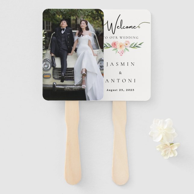 Programa de Leque de Casamento com Foto Personaliz (Frente e Verso)