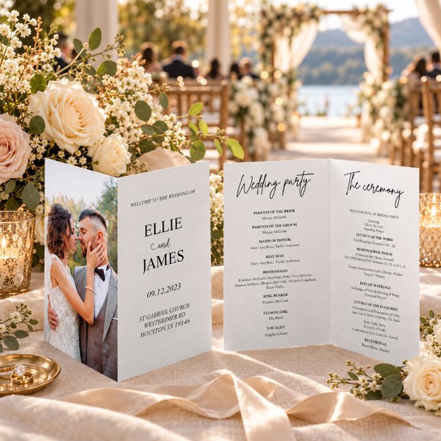 Programa de livreto de casamento com foto moderna (Criador carregado)
