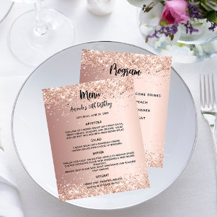 Programa de menu aniversário rosa dourado