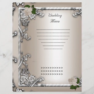 Programa de Menu de Casamento Creme Rosa Branco