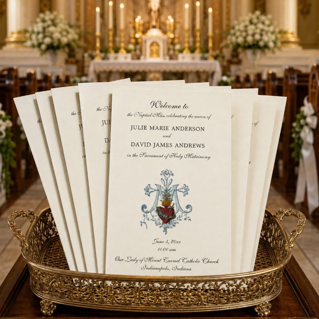 Programa de Missa de Casamento Católico Elegante (Criador carregado)