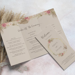 Programa de núpcias florais de boho triplo Flyer