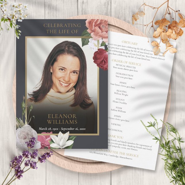 Programa de Ordem de Serviço de Foto Floral de Fun (Funeral Floral Photo Order Of Service Program)