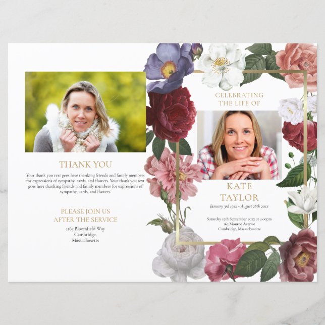 Programa de Ordem Floral de Serviço do Memorial Fu (Frente)