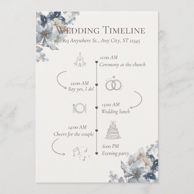 Programa de Parte do Casamento e Cronologia em Flo (Frente)