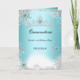 Programa de Quinceanera Azul Turquesa Água Cobalto