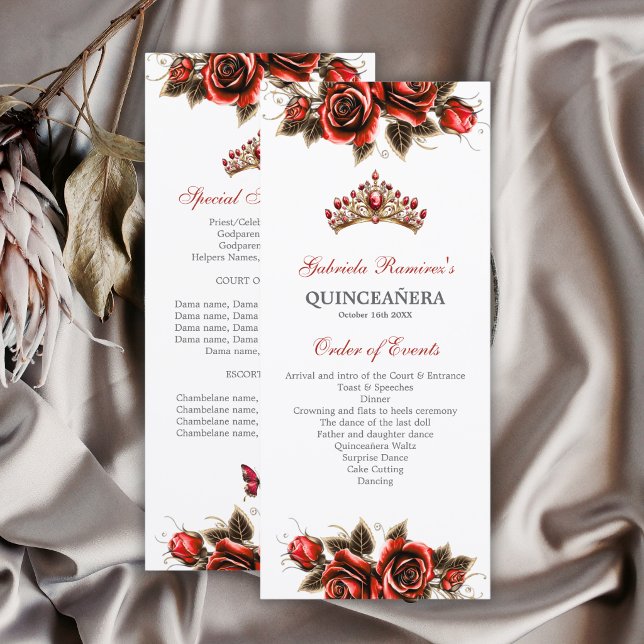 Programa de Quinceañera da Tiara Dourada Vermelha  (Criador carregado)