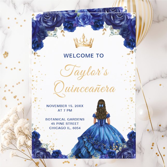 Programa de Quinceañera Floral Princesa Azul Escur (Criador carregado)