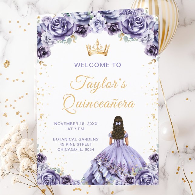 Programa de Quinceañera Floral Princesa Roxo empoe (Criador carregado)