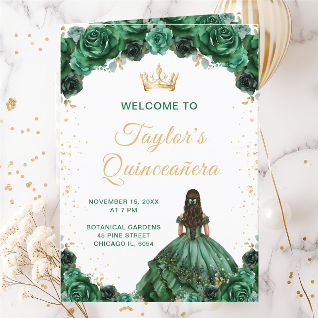 Programa de Quinceañera Floral Princesa Verde Escu (Criador carregado)