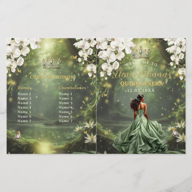 Programa de Quinceanera Verde Oliva da Princesa e  (Frente)