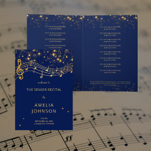 Programa de Recital de Música Sênior Elegante Azul